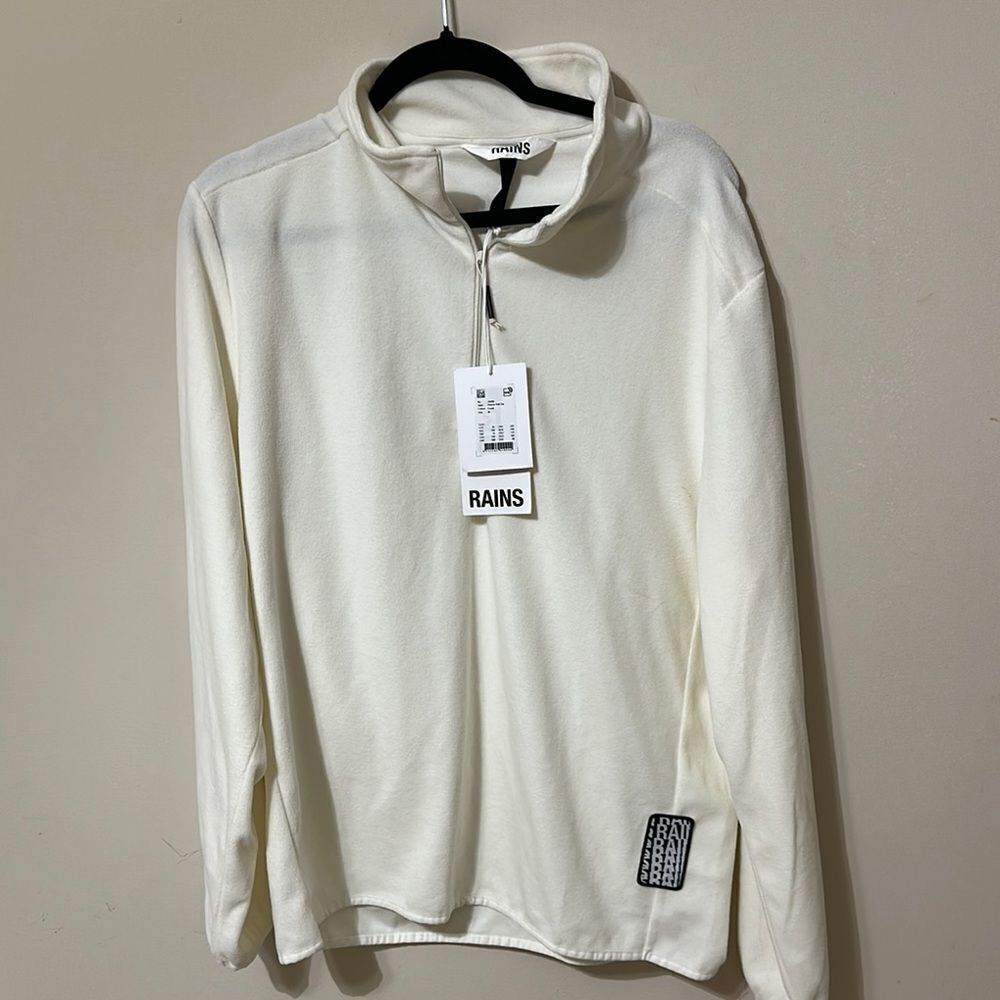 NWT Rains Cream Fleece Half Zip Up Sweater
